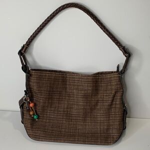 Vintage Fossil woven brown braided leather shoulder bag